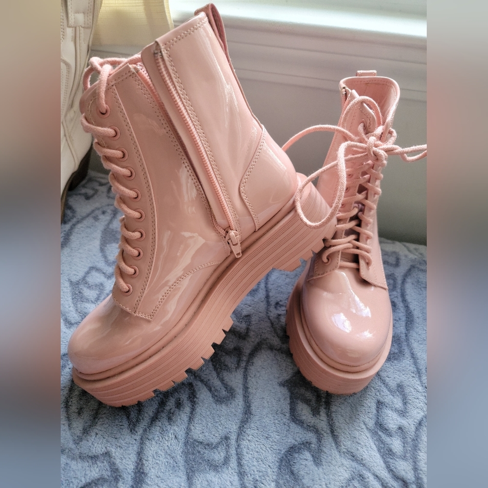 GB Pink combat boots